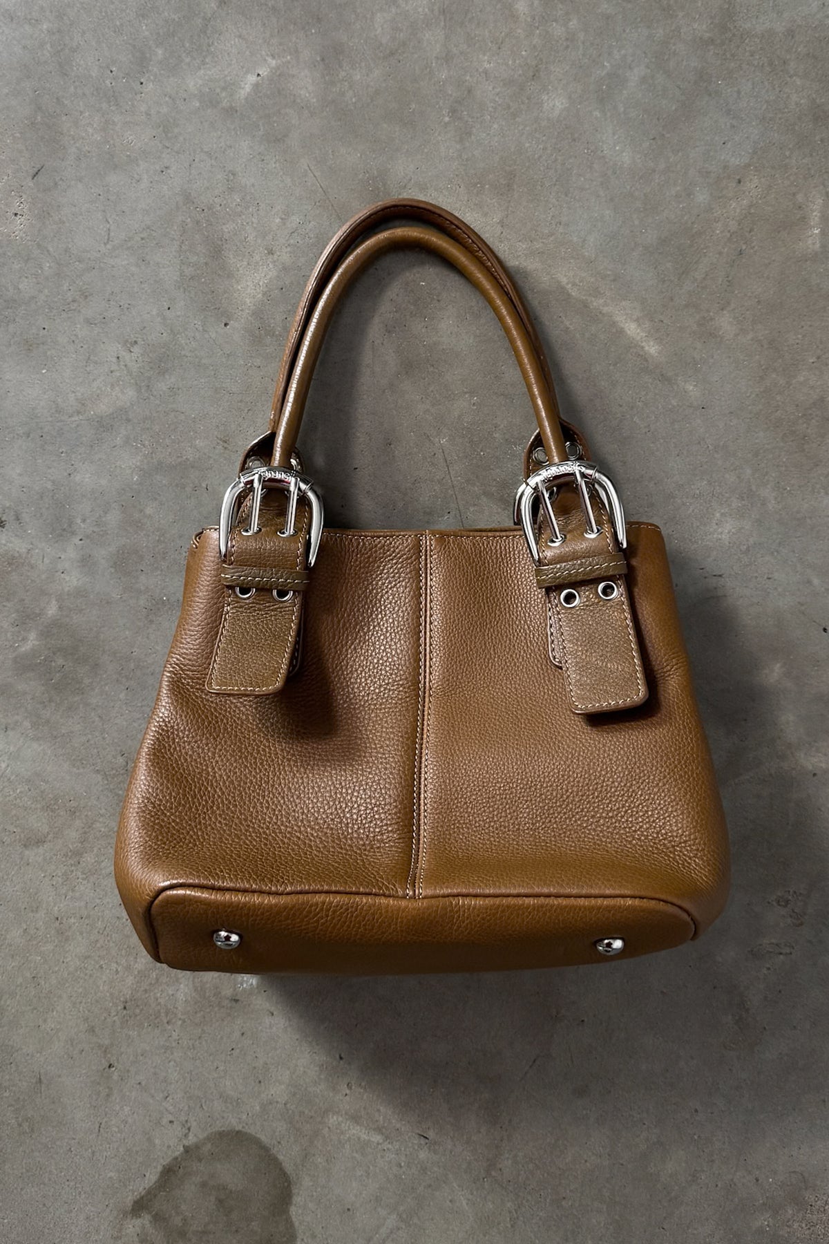 100% Leather Brown Buckle Bag