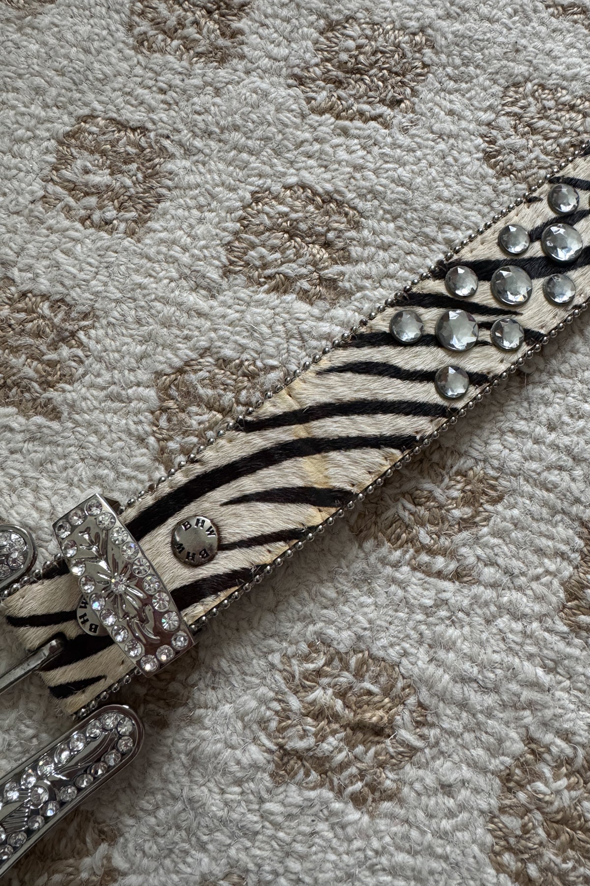 Y2K Zebra Pony Hair Embellished Belt