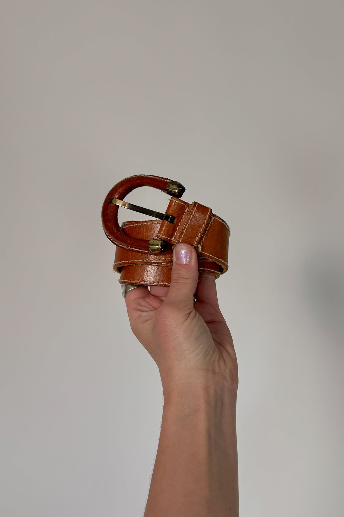 Vintage 100% Leather Cognac Belt