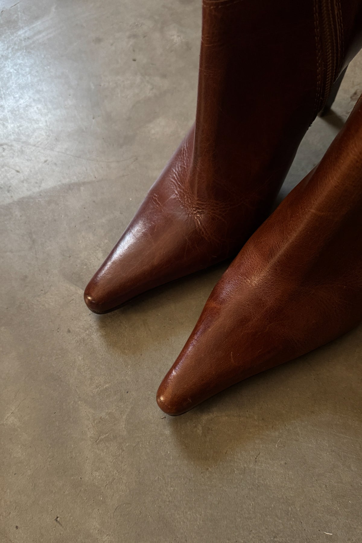 Vintage Caramel Leather Booties