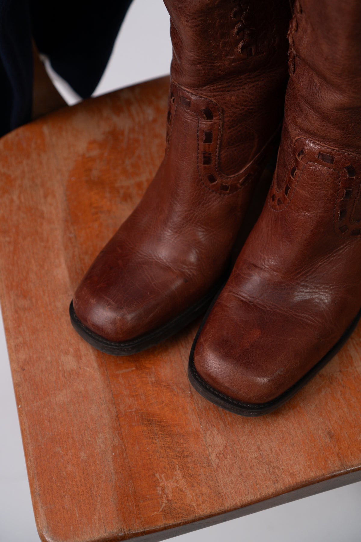 Y2K Leather Square Toe Western Boots