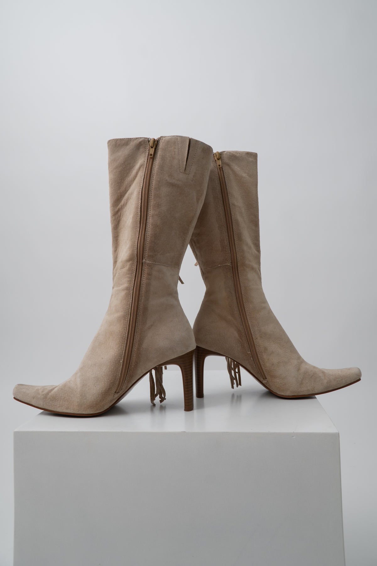 Vintage Suede Leather Fringe Boots