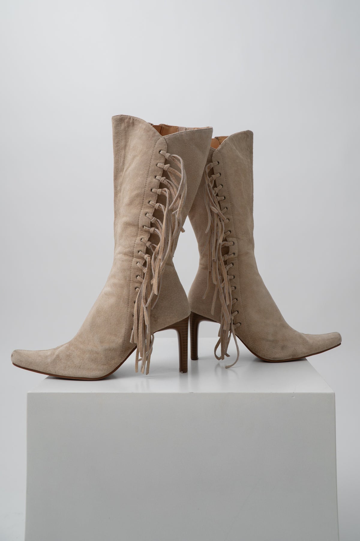 Vintage Suede Leather Fringe Boots