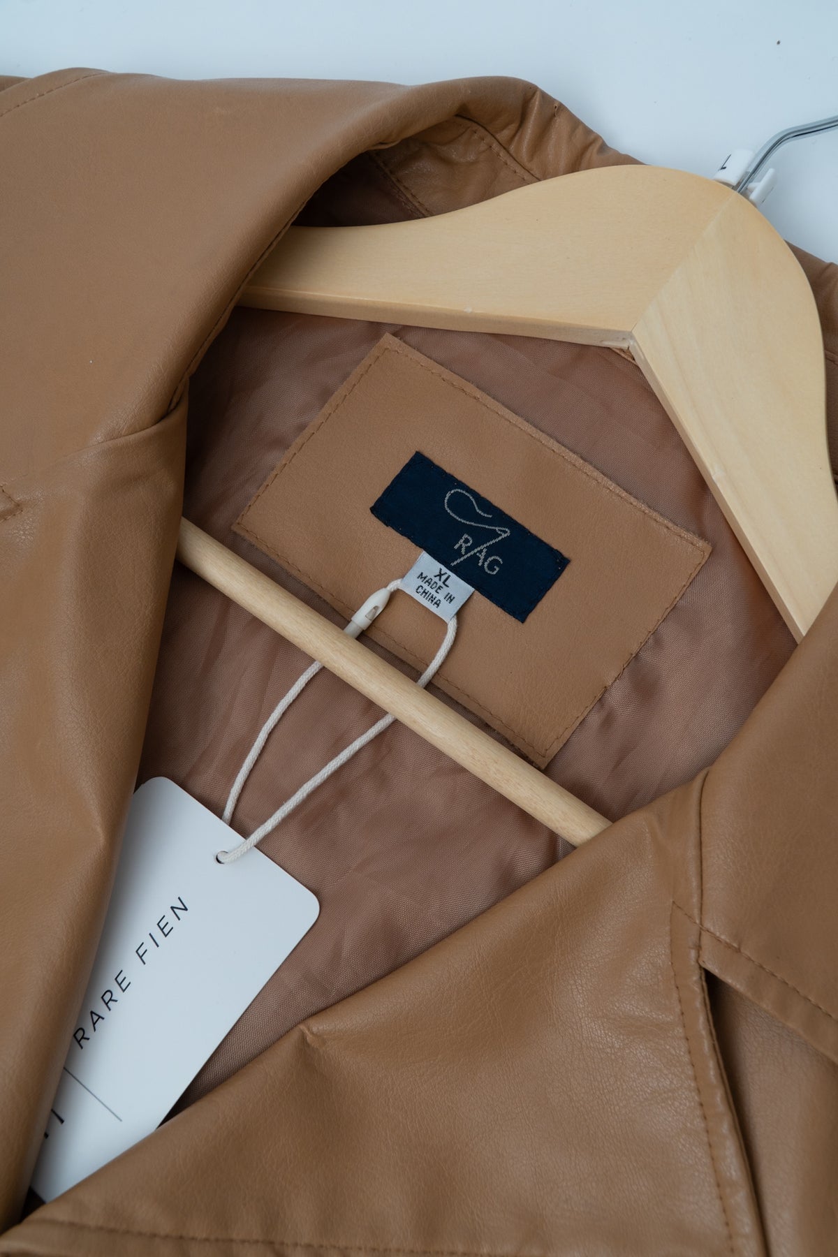 Vintage Tan Faux Leather Longline Trench Jacket