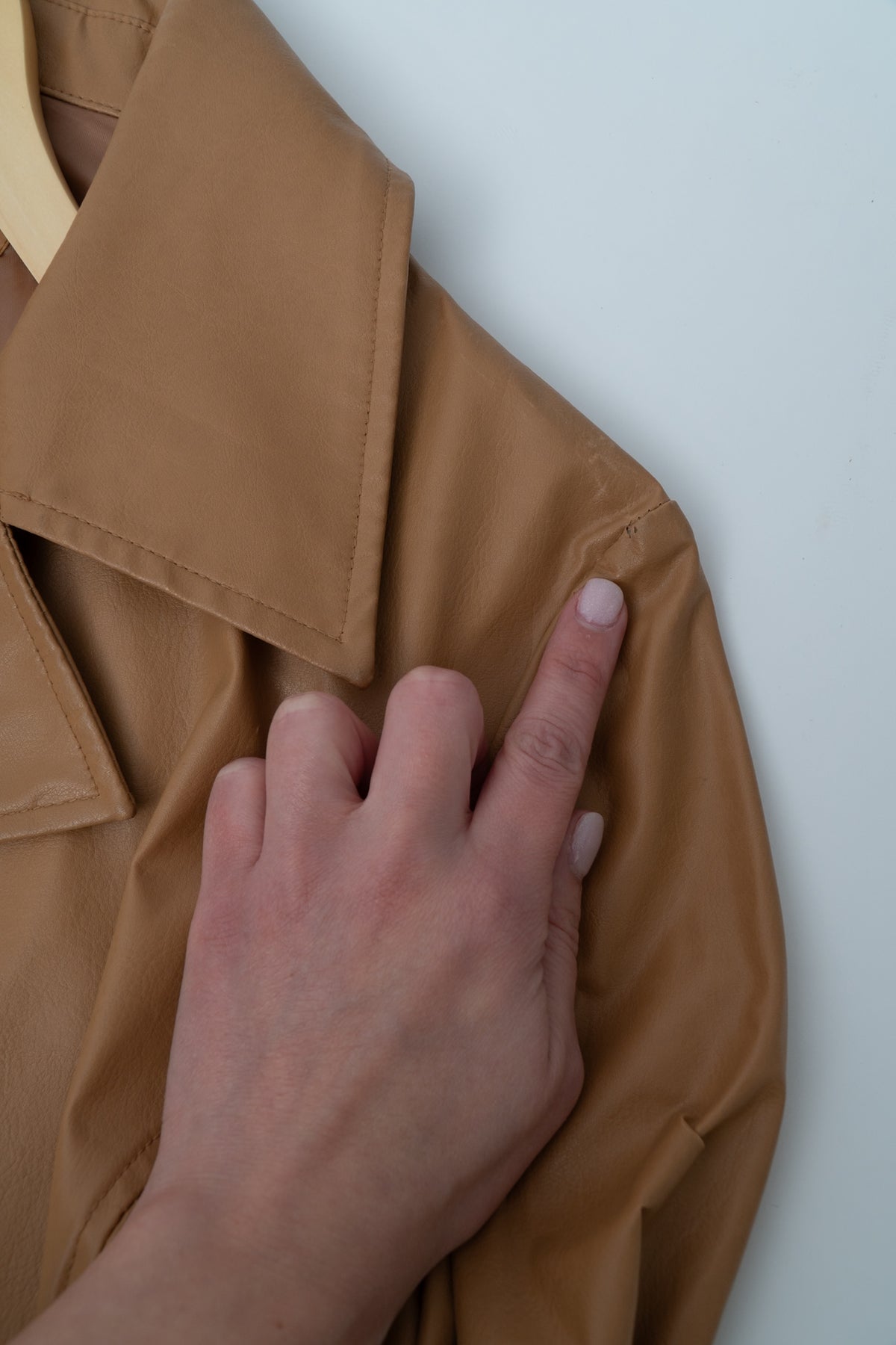 Vintage Tan Faux Leather Longline Trench Jacket