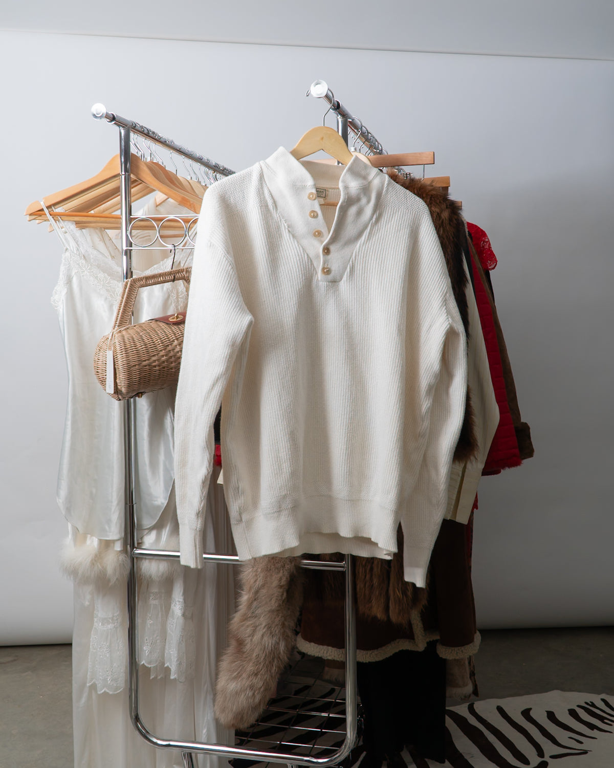 VTG LL Bean Cotton Henley Sweater
