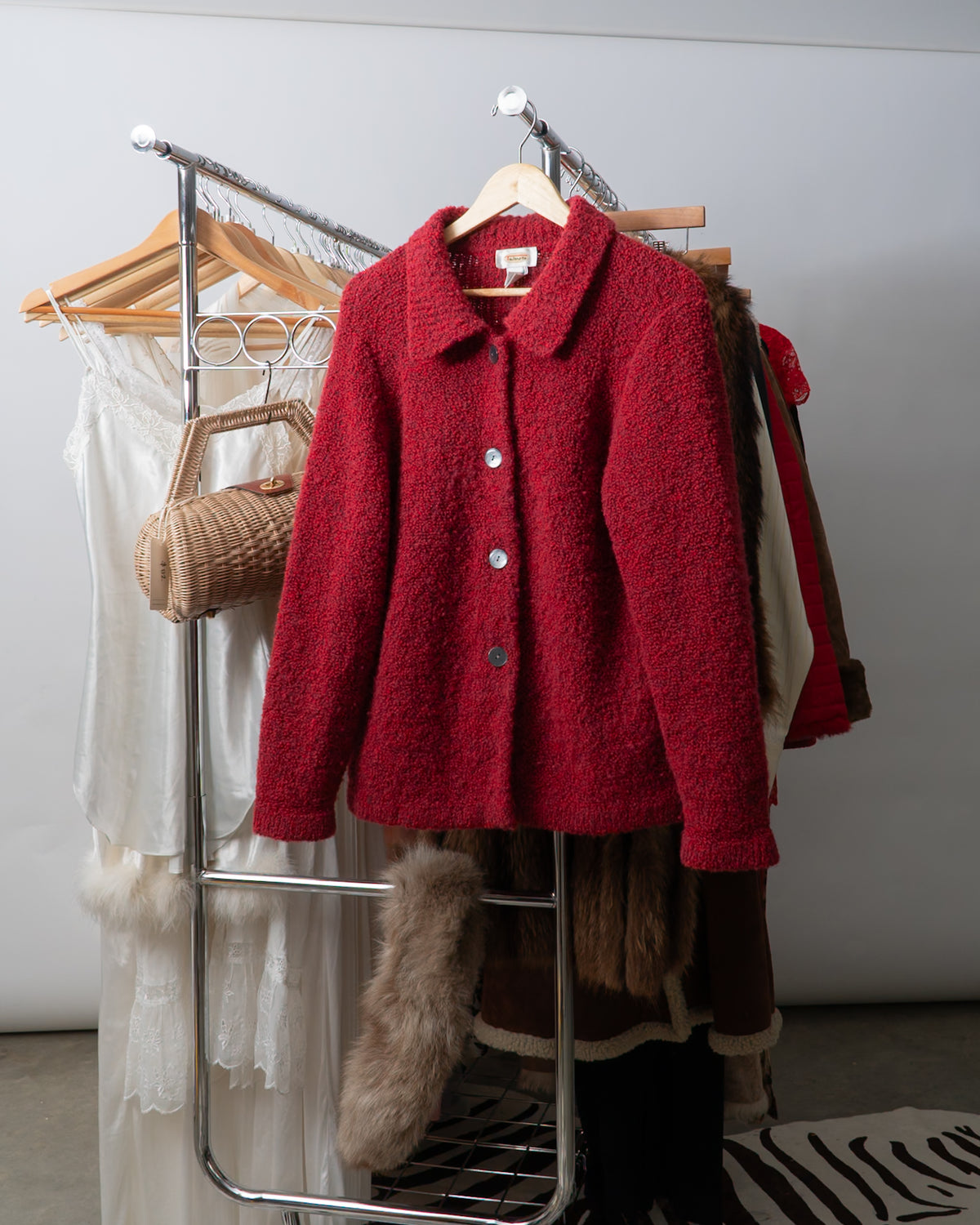 Wool Blend Boucle Cardigan