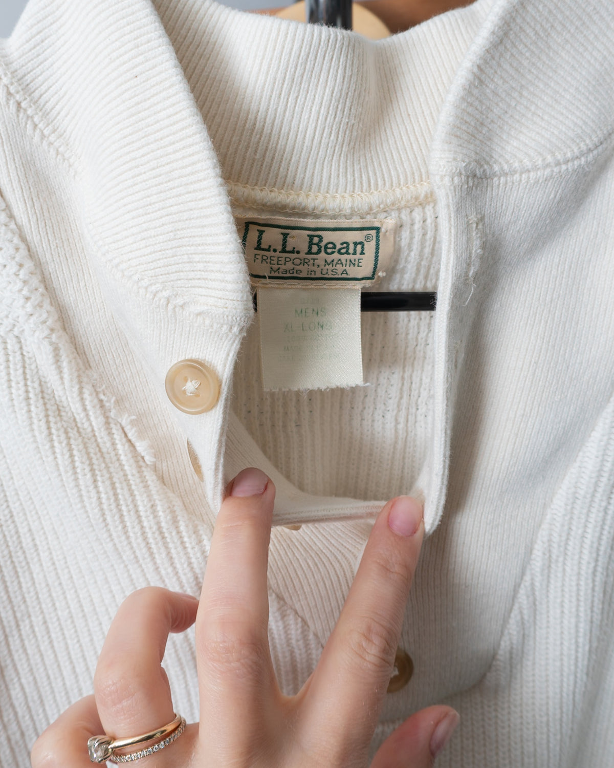 VTG LL Bean Cotton Henley Sweater