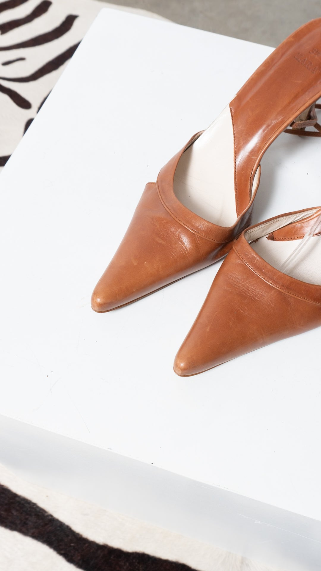 Spanish 100% Leather Pointed Lace Up Heels
