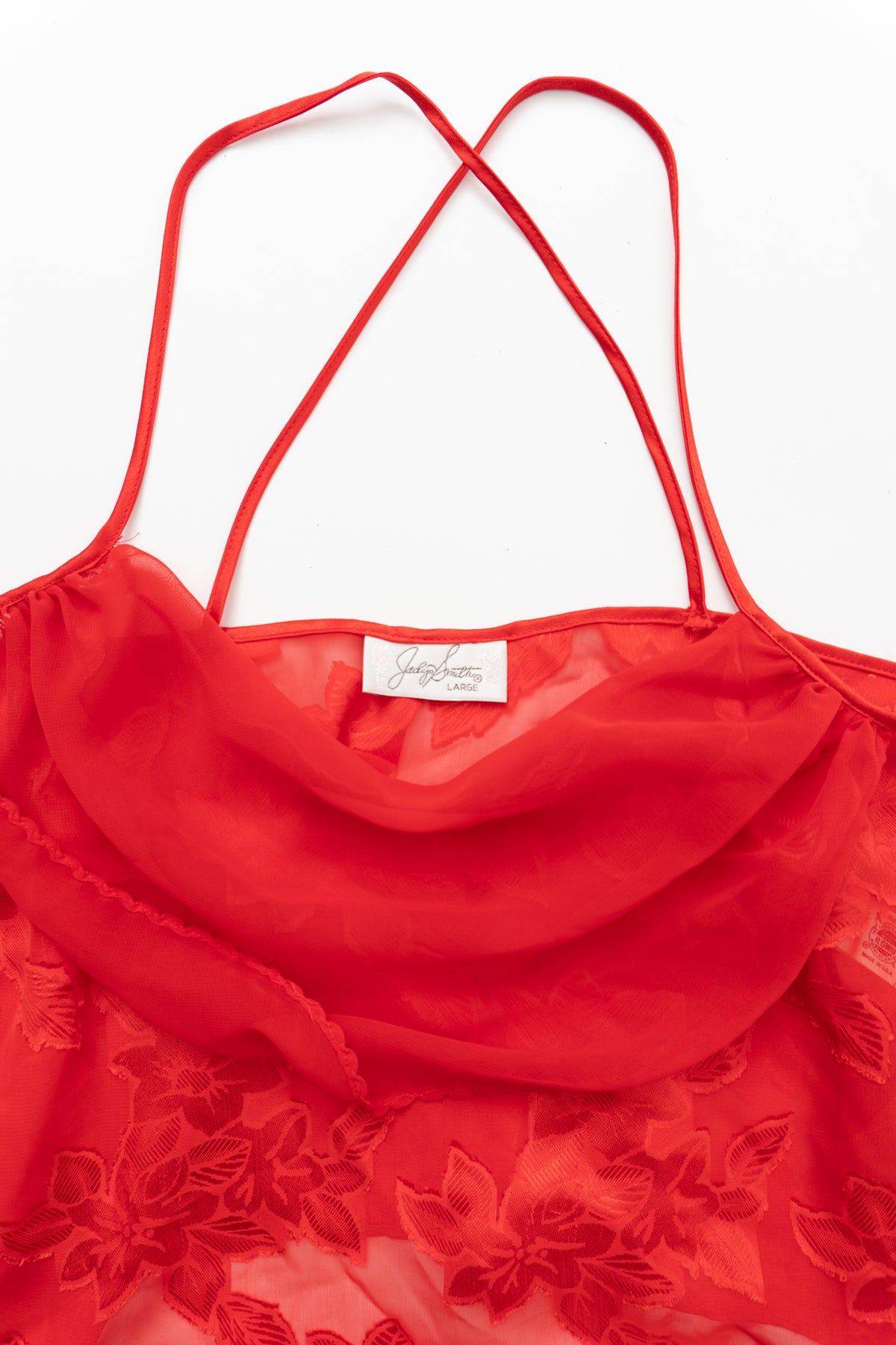 Vintage Red Sheer Jacquard Tank Top