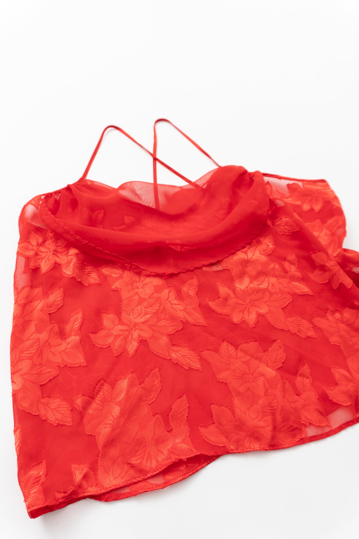 Vintage Red Sheer Jacquard Tank Top