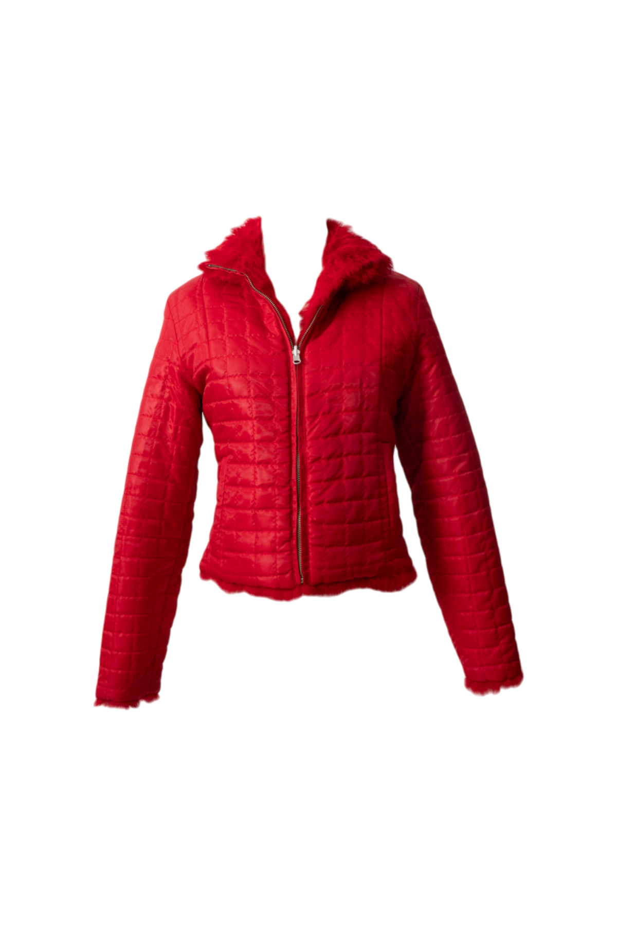 Vintage Red Reversible Fur Quilted Jacket