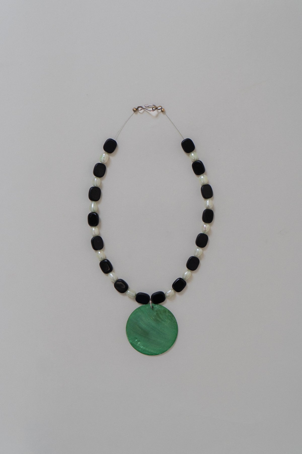 Genuine Pearl & Black Glass Beaded Necklace