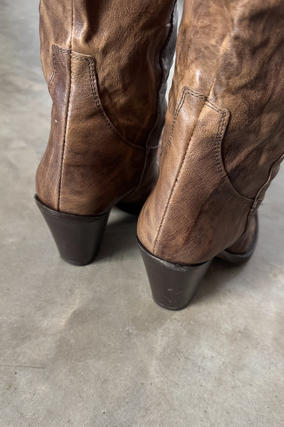 Vintage Italian 100% Leather Brown Western Boots