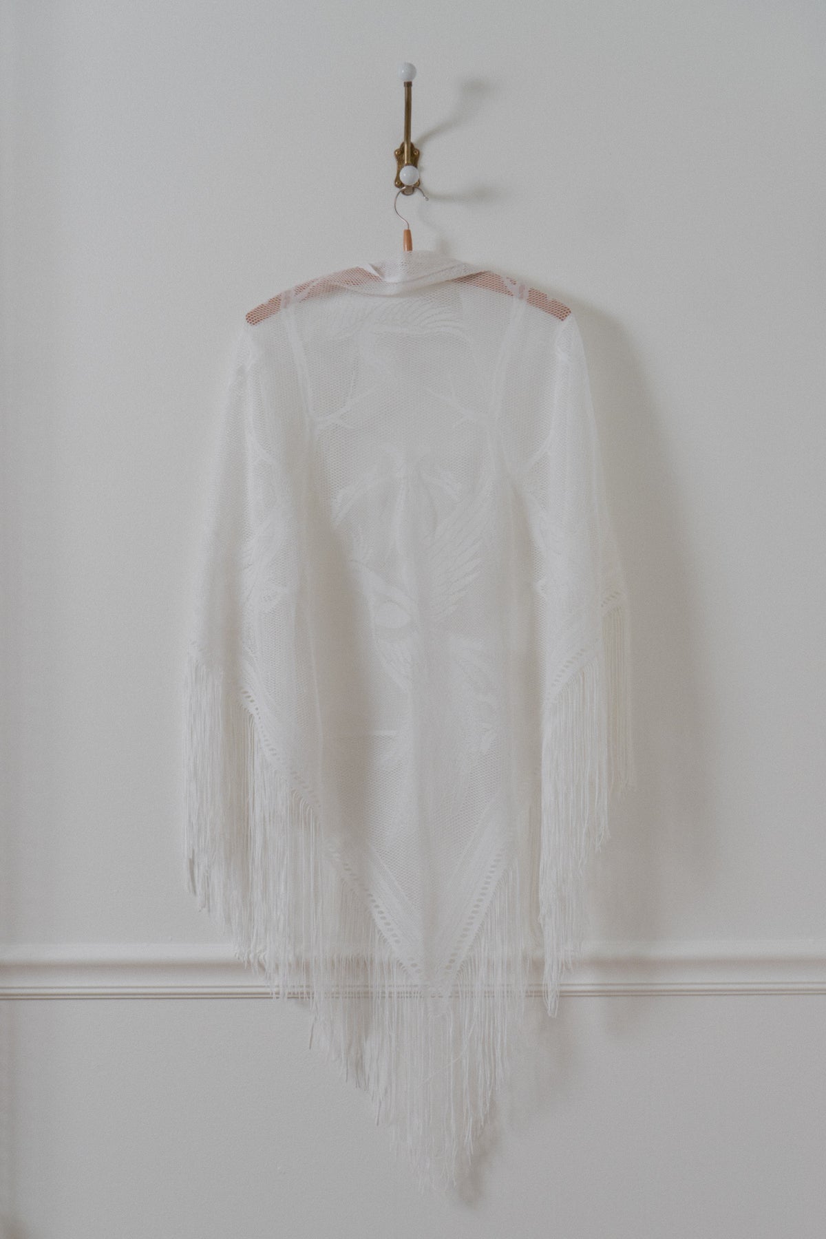 Vintage Birds & The Trees Fringe Shawl