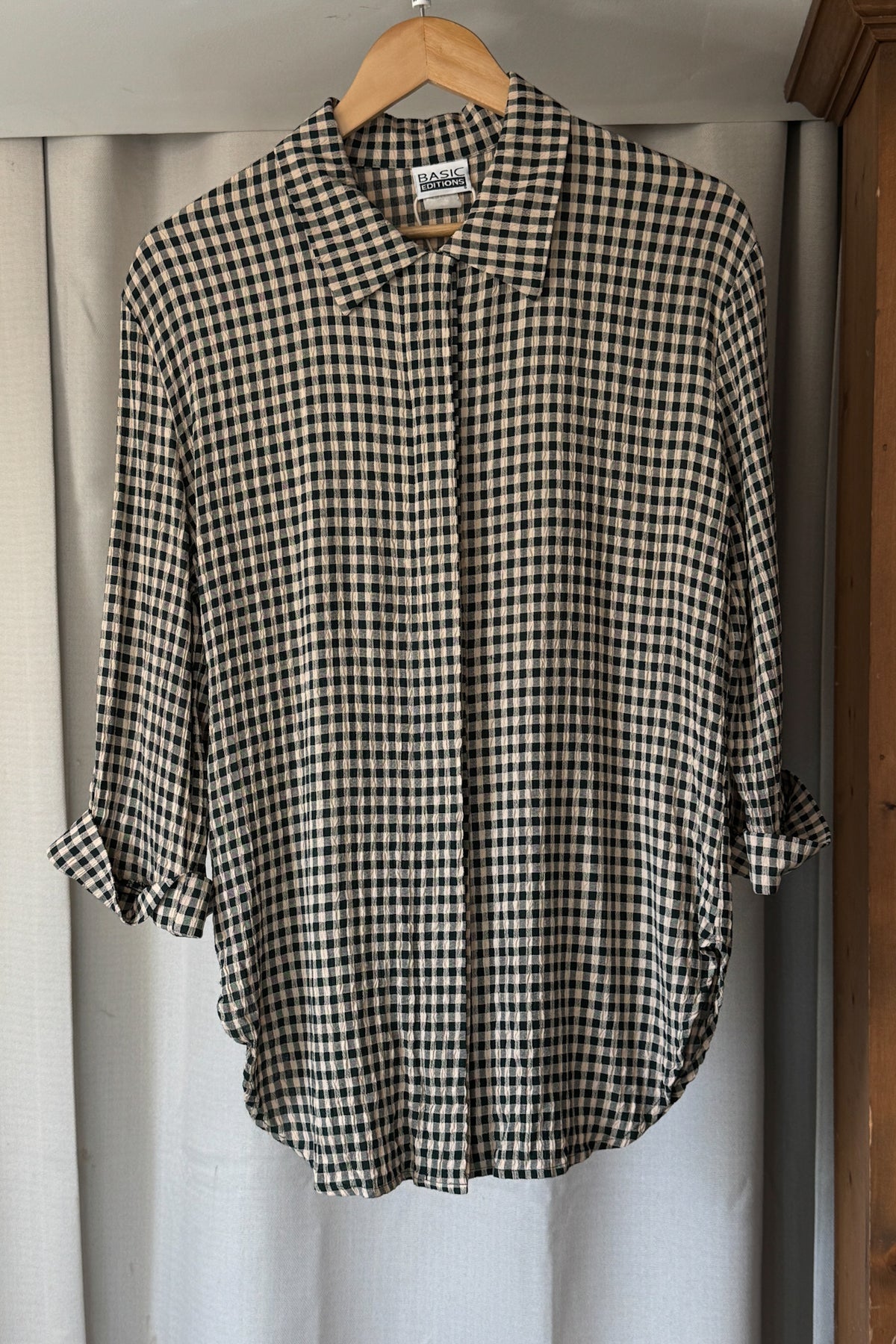 Vintage Green Gingham Button Up
