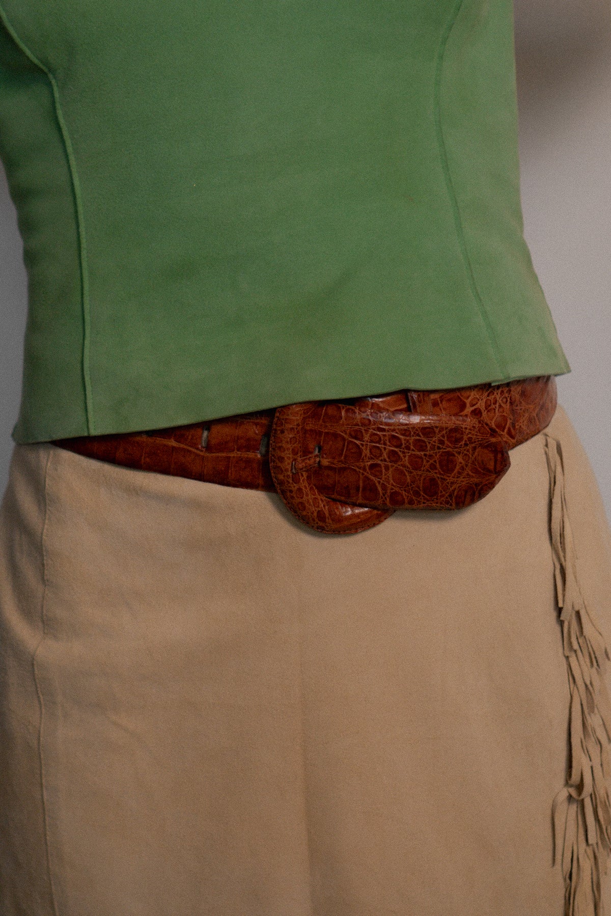 Vintage Cognac Croc Leather Belt