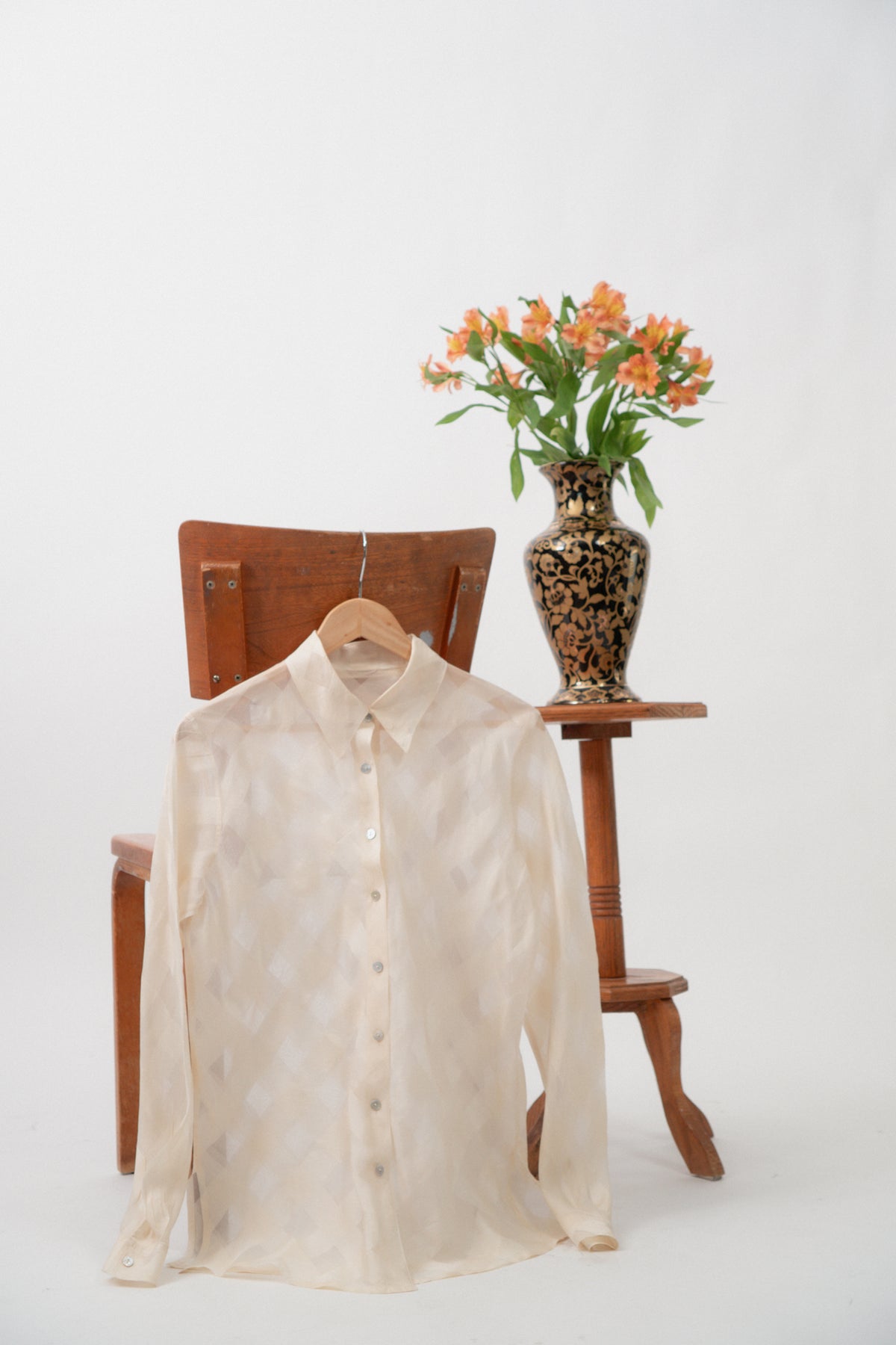 Vintage Sheer Checkered Blouse