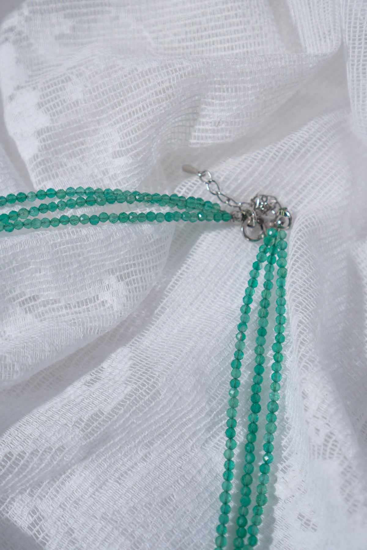Vintage Genuine Pearl Aqua Green Glass Bead Necklace
