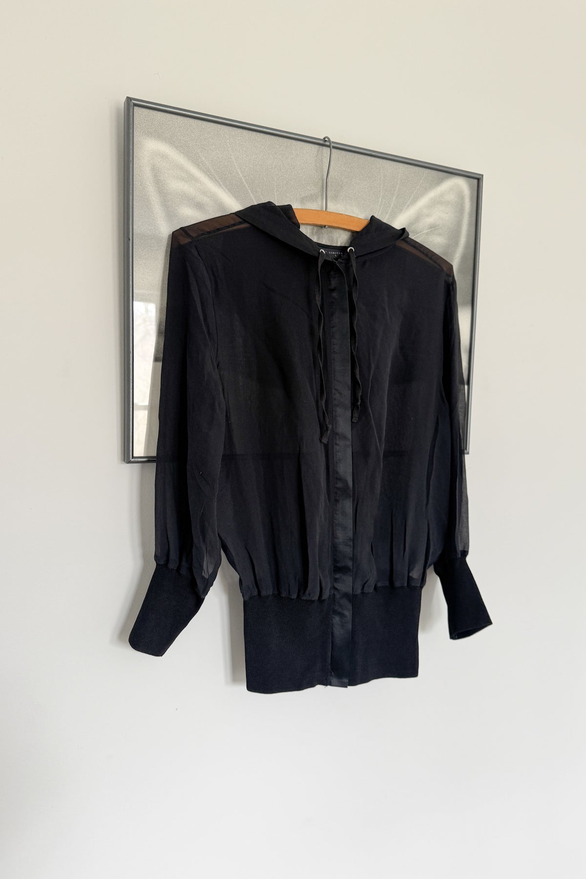 Y2K ‘03 Black Sheer Silk Hoodie