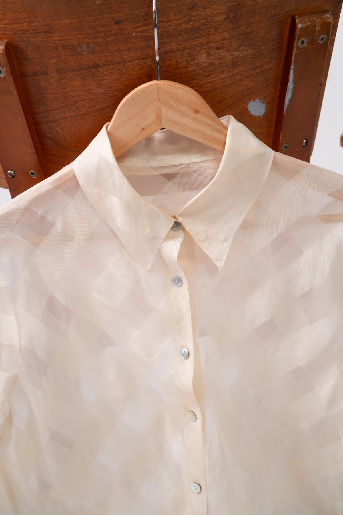 Vintage Sheer Checkered Blouse