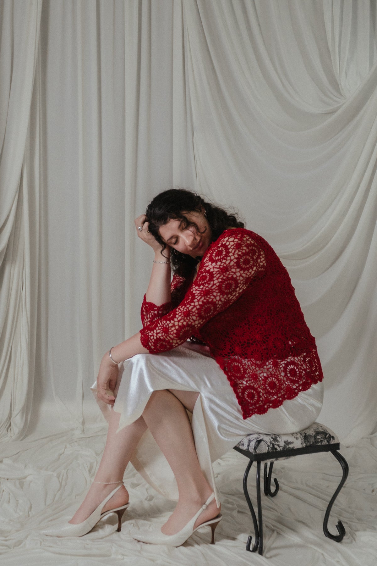 Vintage Red Crochet Cardigan