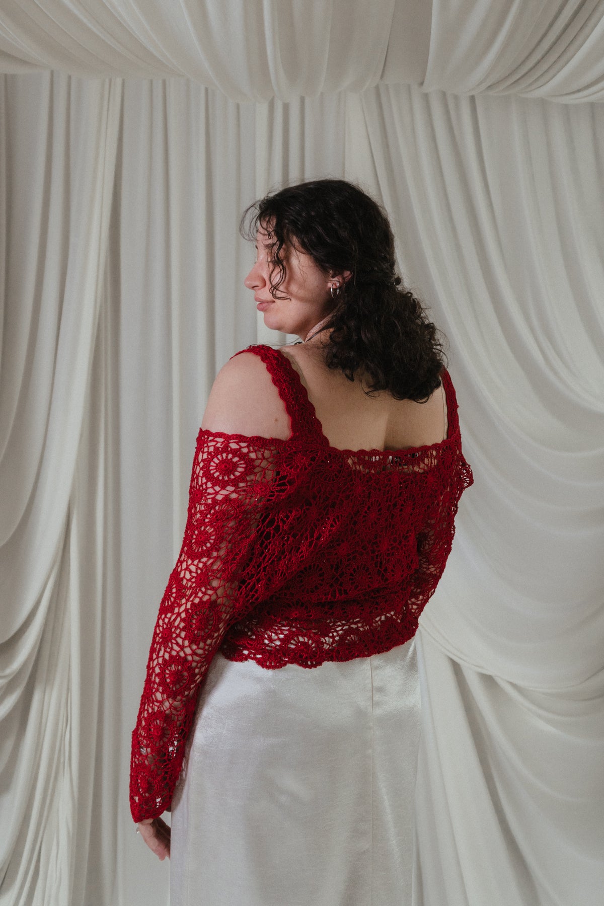Vintage Red Crochet Cardigan