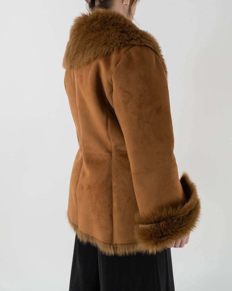 Y2K Tan Faux Fur Lined Short Jacket