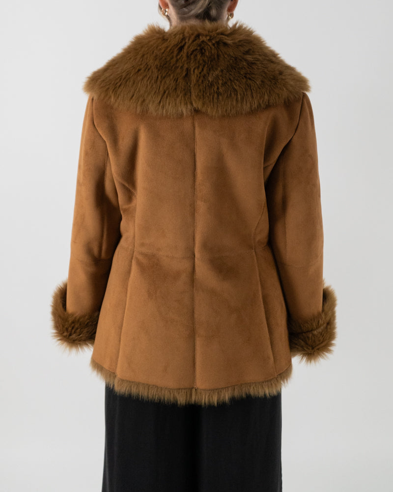 Y2K Tan Faux Fur Lined Short Jacket