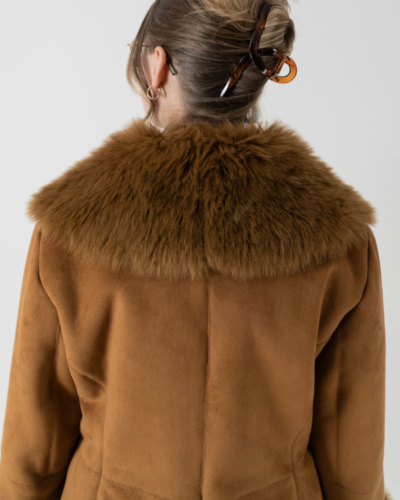 Y2K Tan Faux Fur Lined Short Jacket