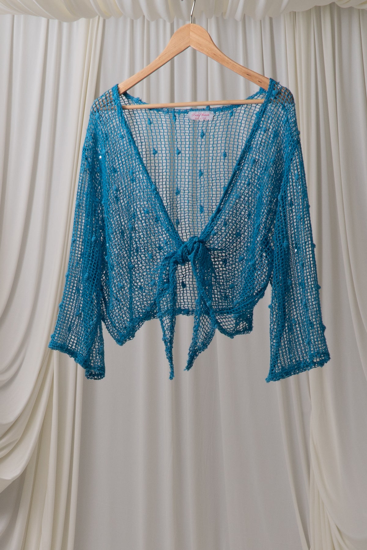 Vintage Blue Crochet Tie Top
