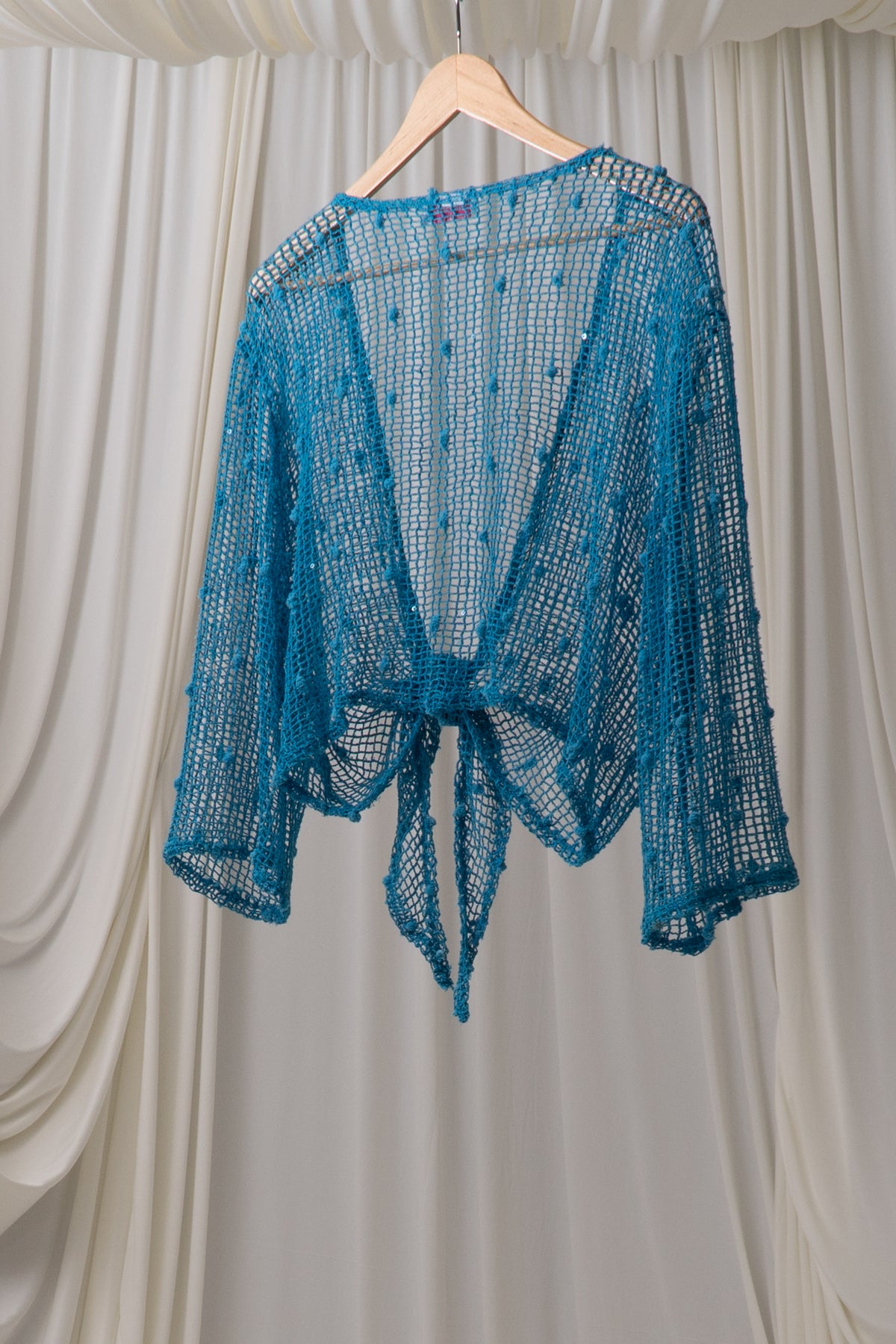 Vintage Blue Crochet Tie Top