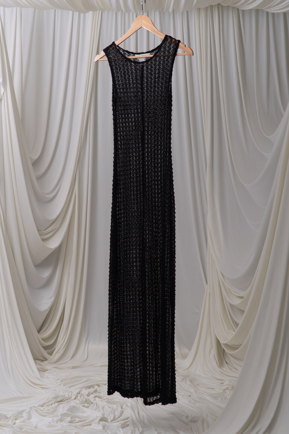 Vintage Black Crochet Maxi Dress