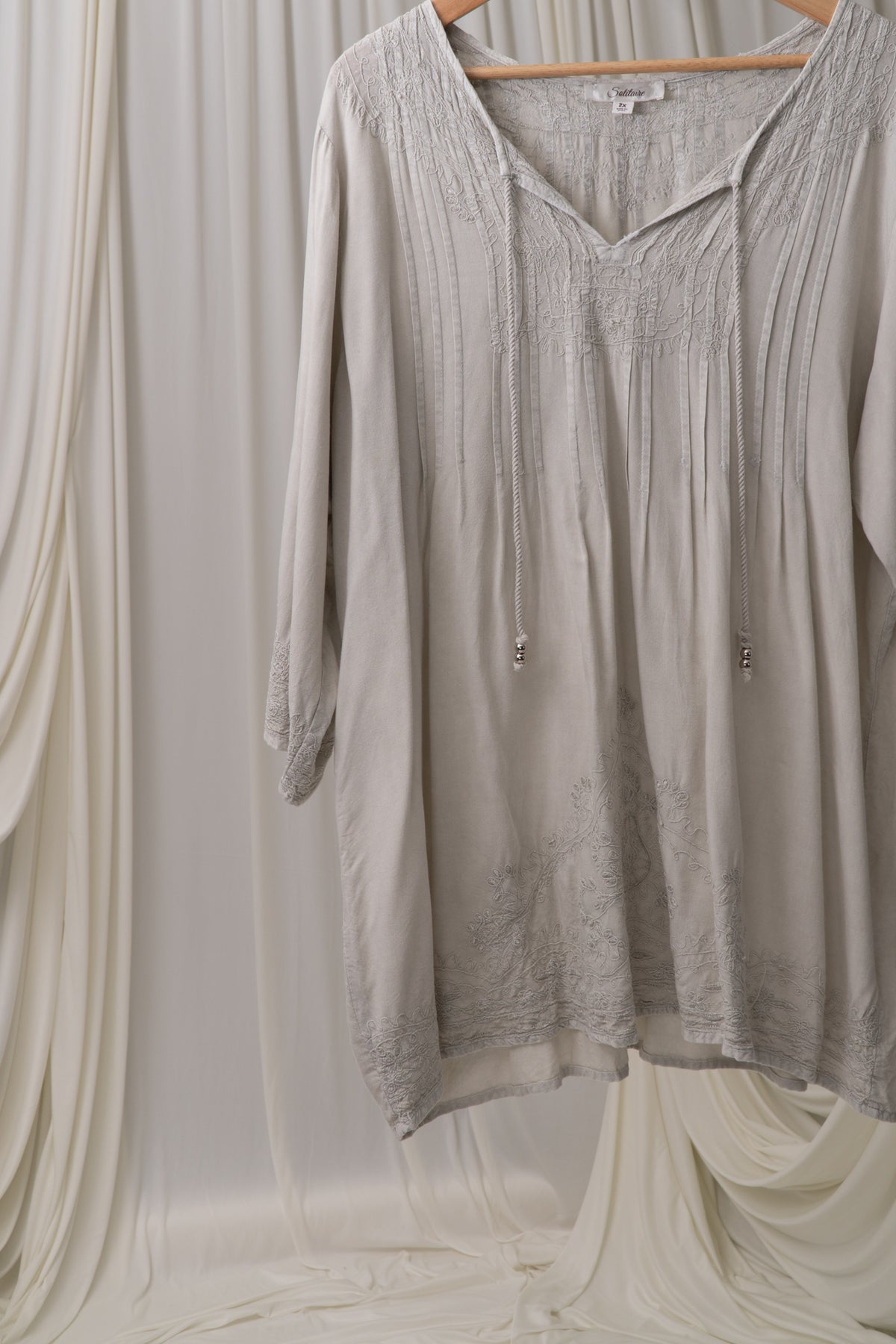 Y2K Grey Embroidered Tunic