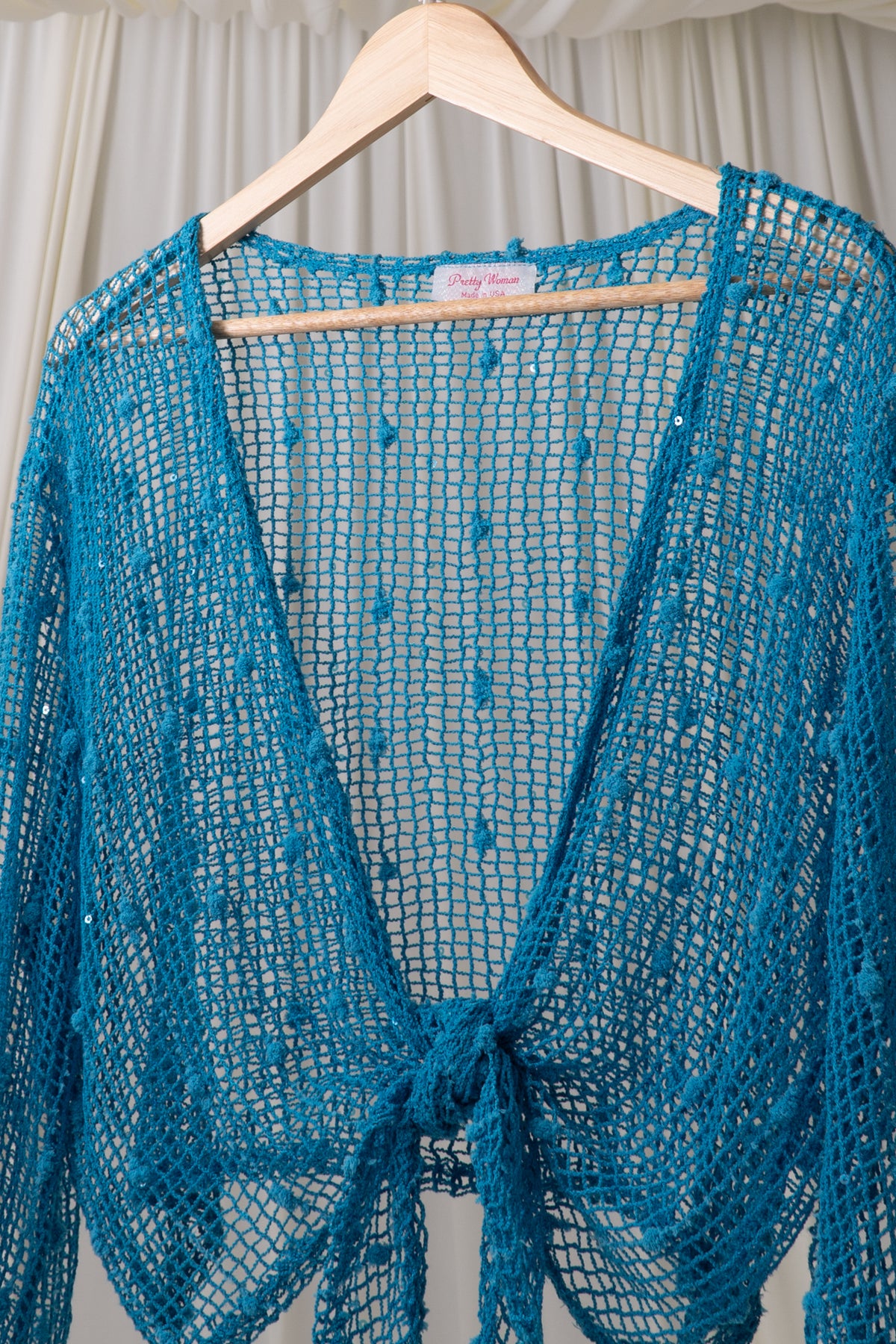 Vintage Blue Crochet Tie Top