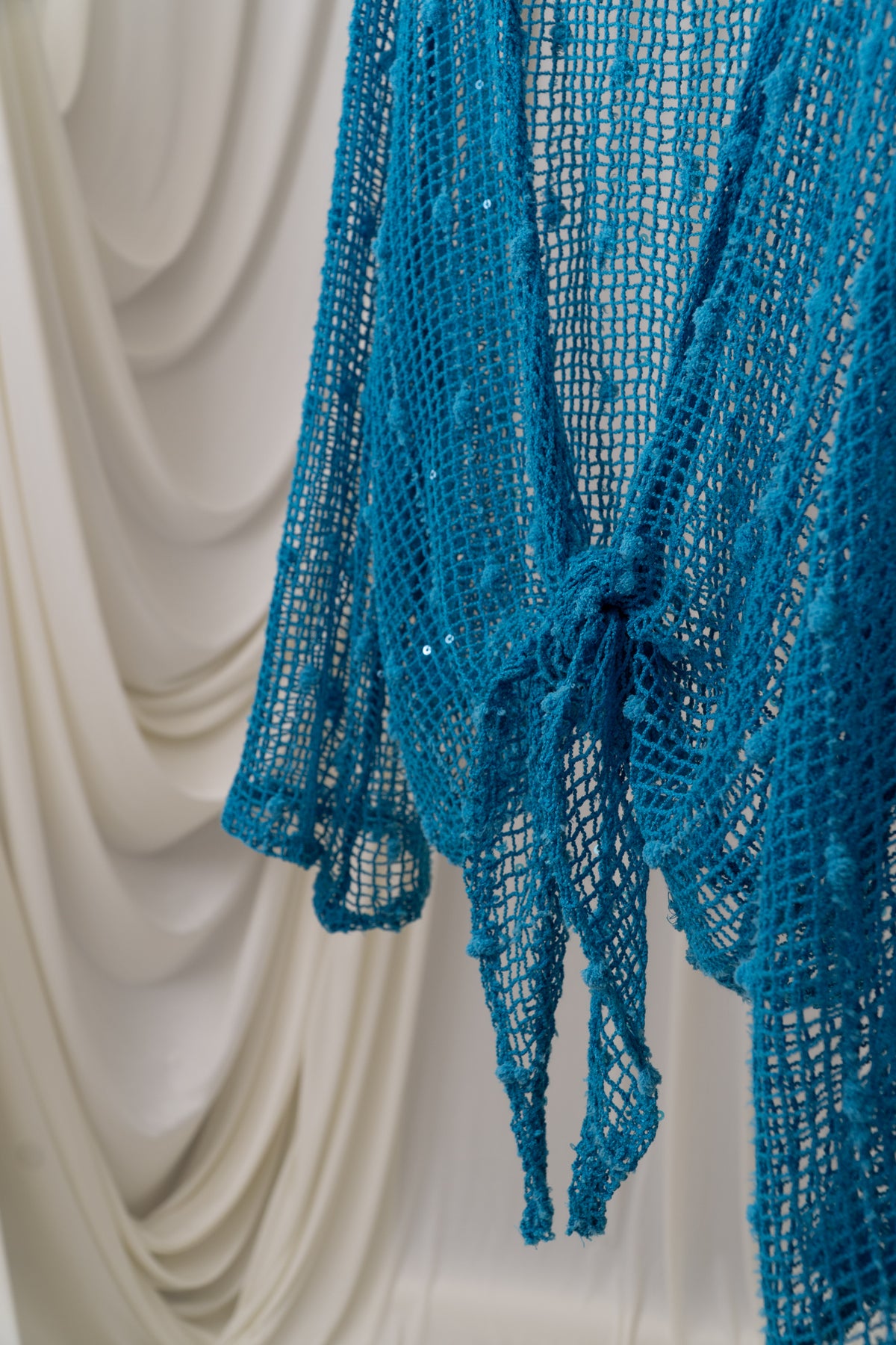 Vintage Blue Crochet Tie Top
