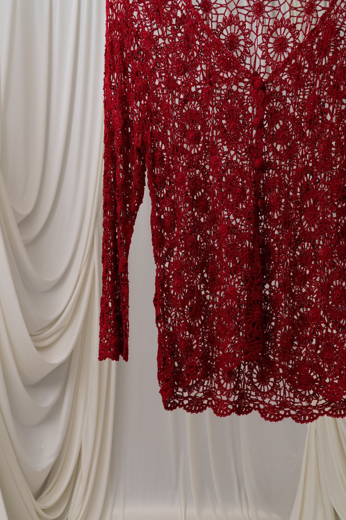 Vintage Red Crochet Cardigan