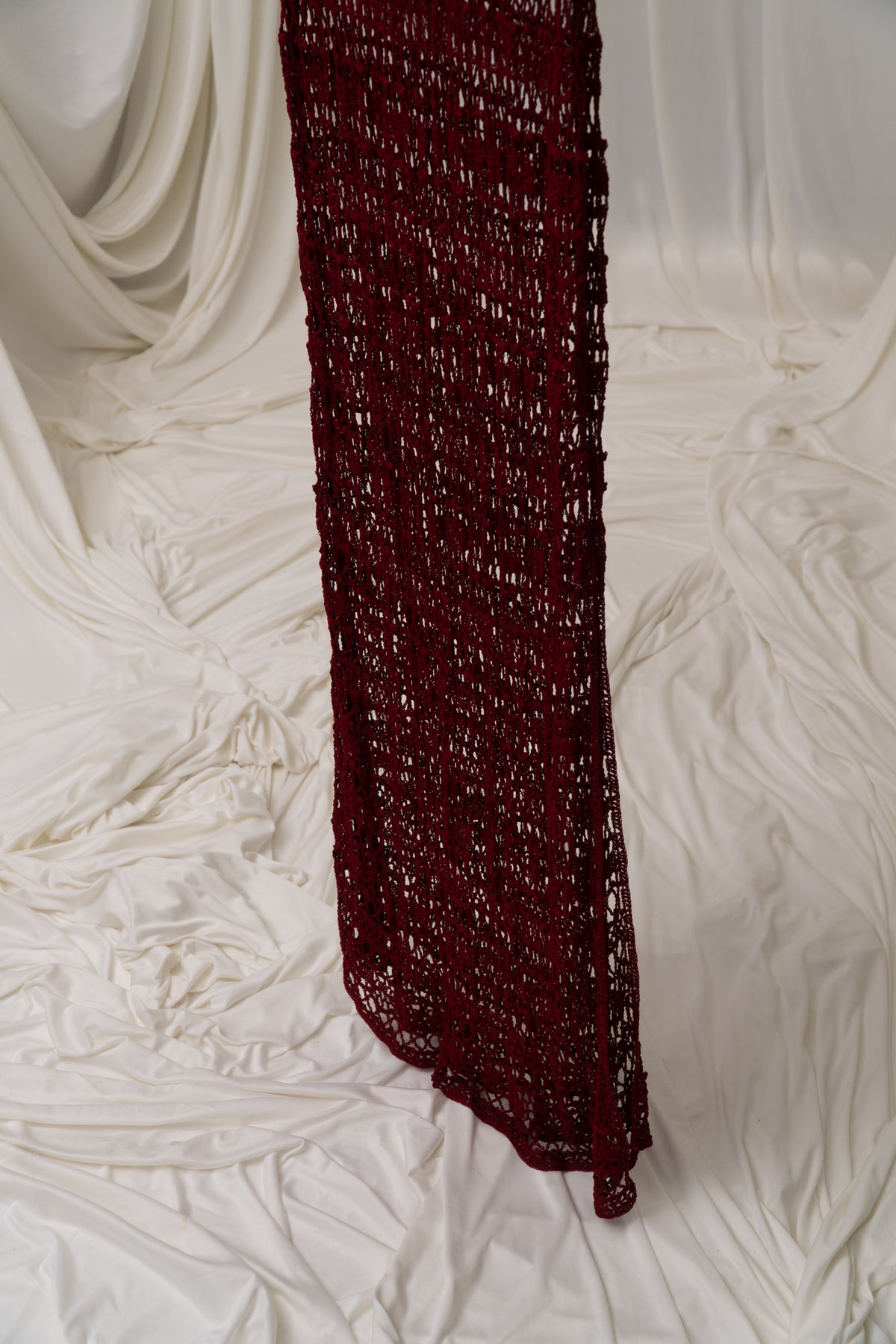 Vintage Maroon Crochet Maxi Dress