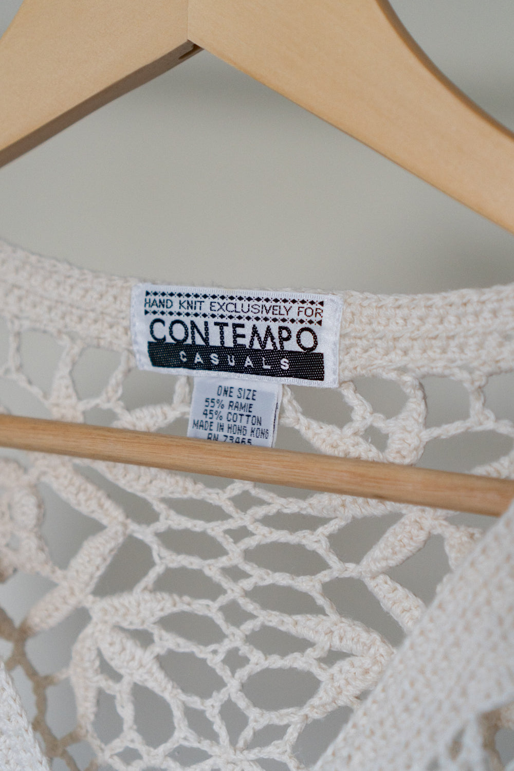 Vintage Cream Cropped Crochet Cardigan