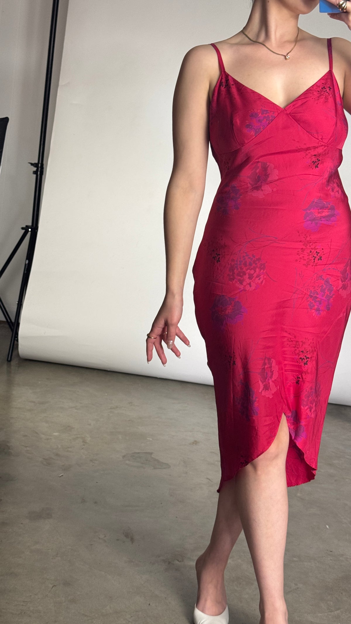VTG Express 100% Silk Raspberry Dress