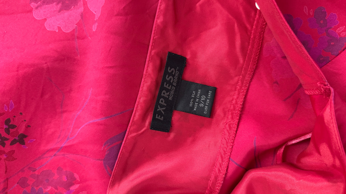 VTG Express 100% Silk Raspberry Dress