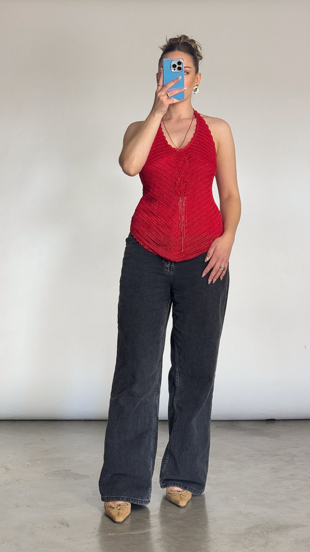 Y2K Deadstock Crochet Halter Top