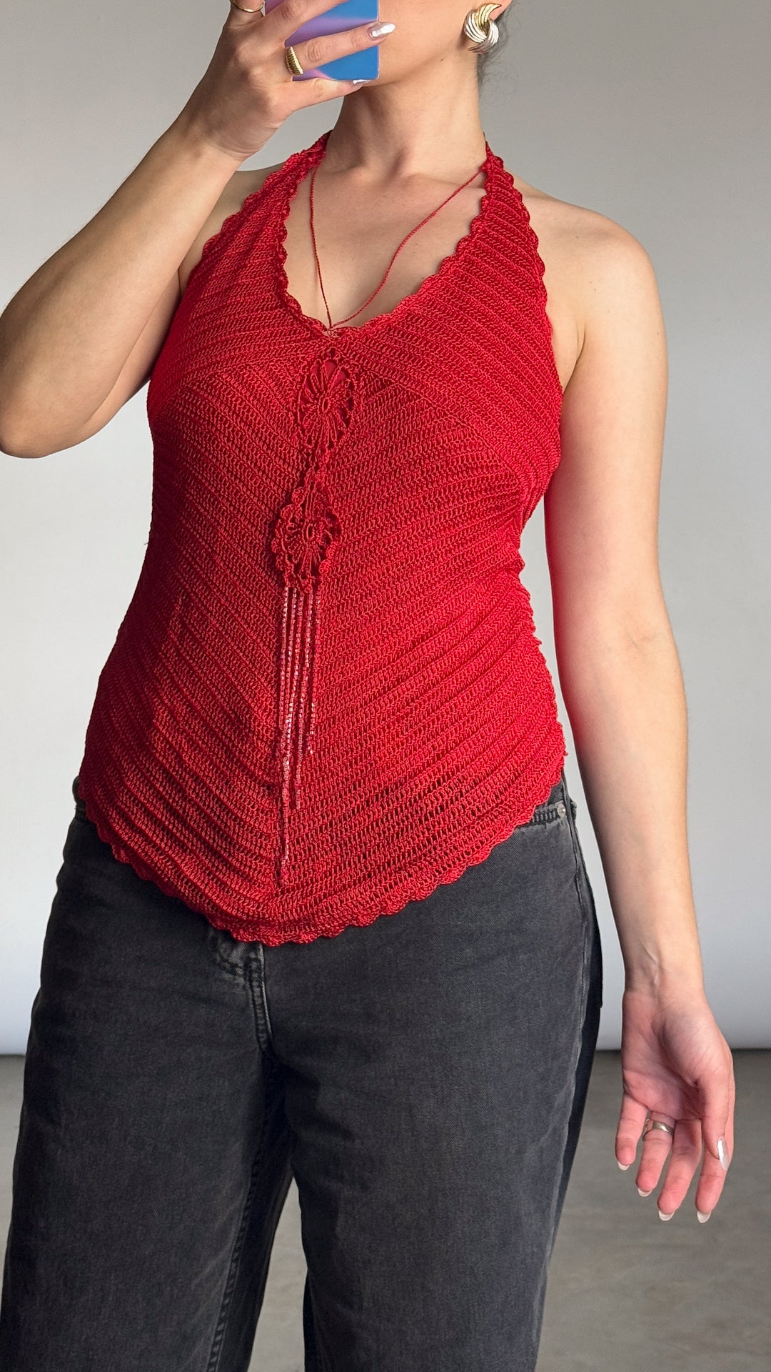 Y2K Deadstock Crochet Halter Top