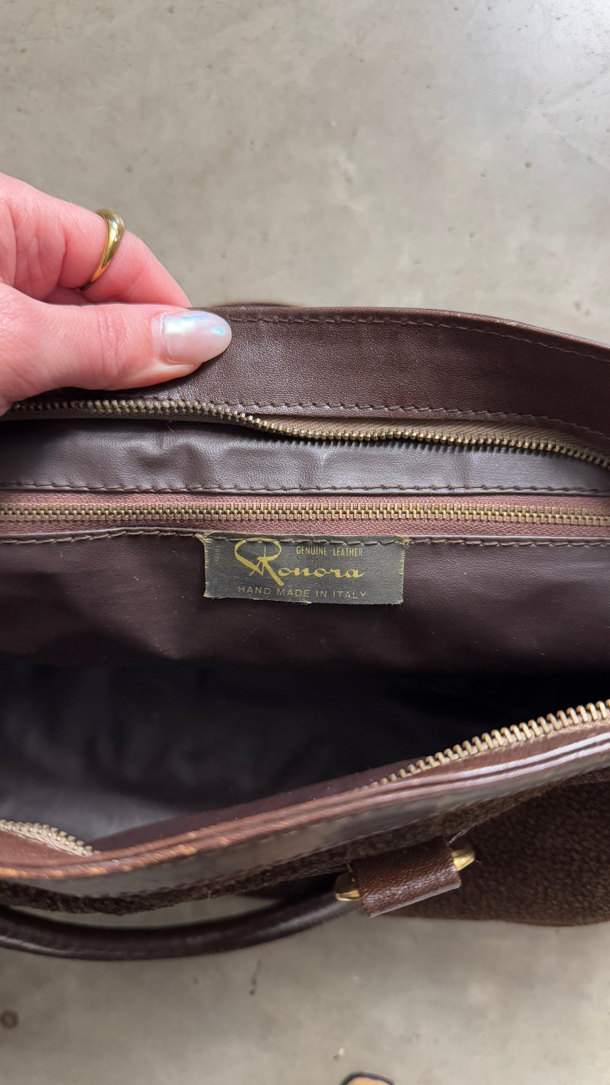 Vintage Italian Brown Suede Handbag