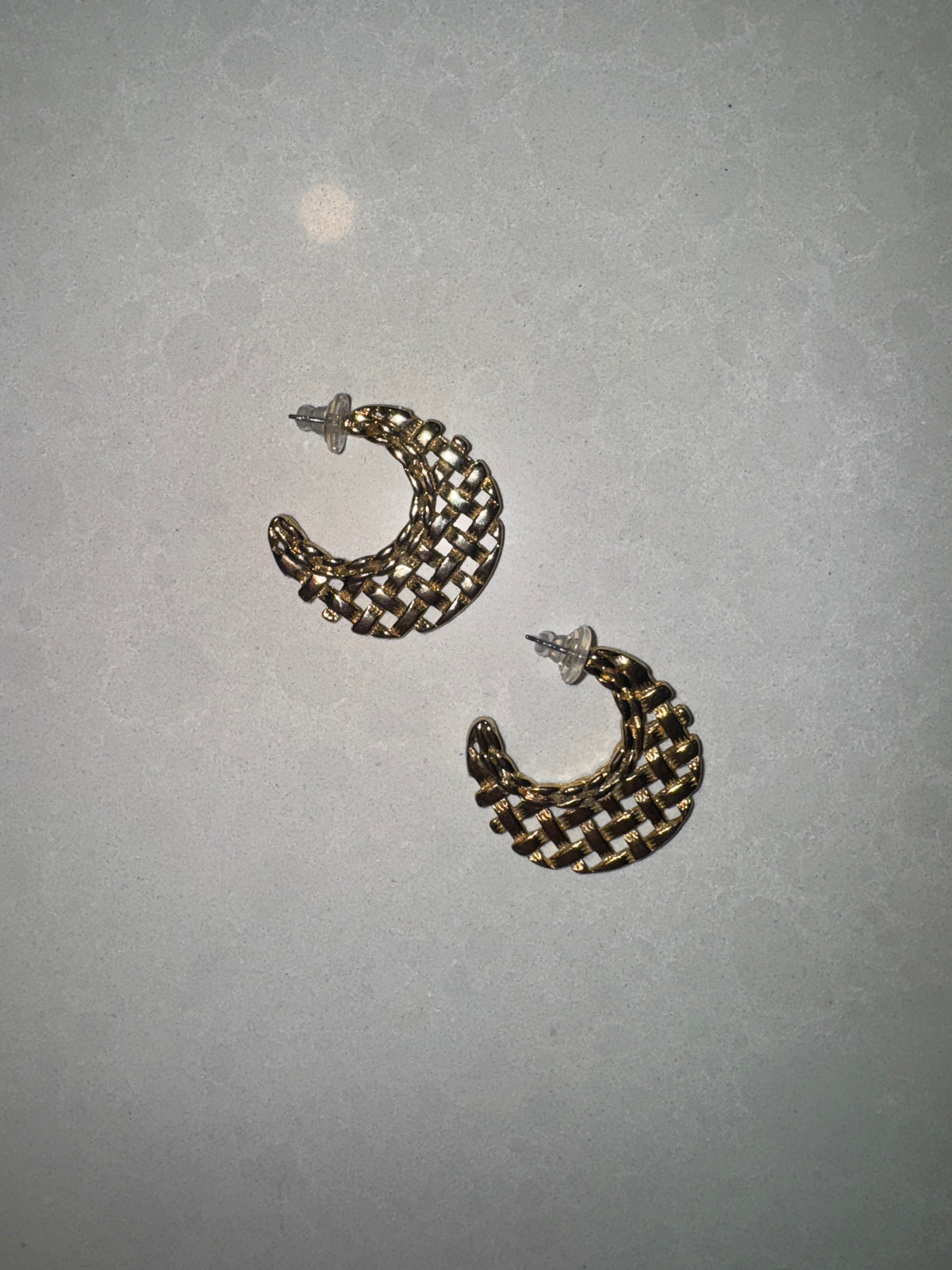 Basket Weave Half Hoop Earrings