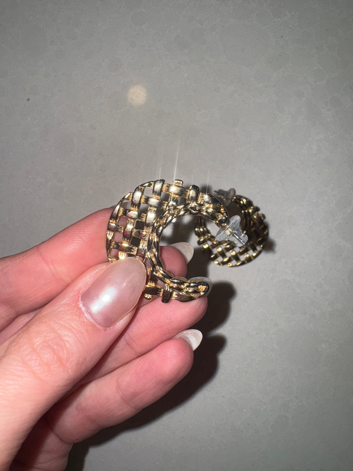 Basket Weave Half Hoop Earrings