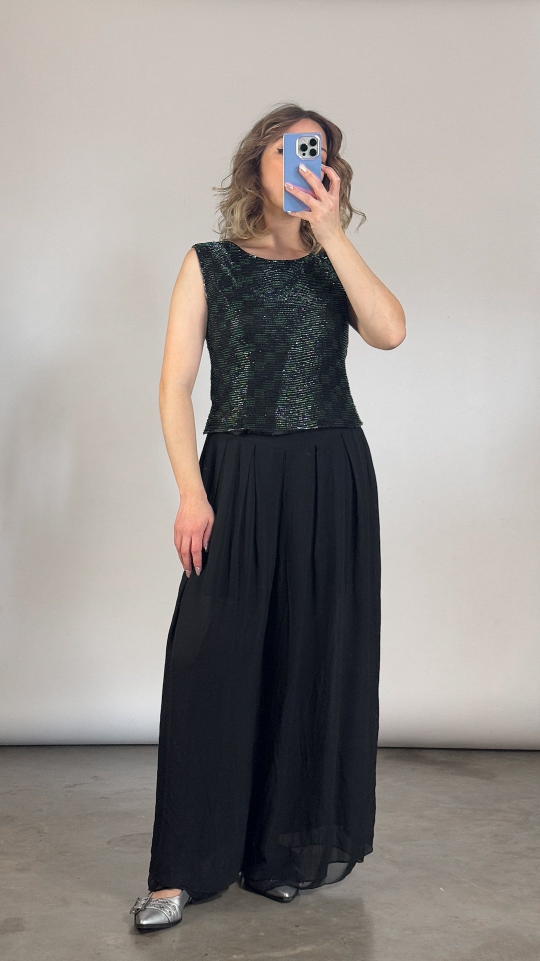 VTG Silk Beaded Top