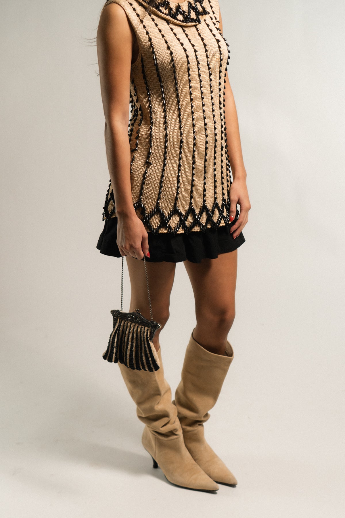 RARE 60s Vintage Knit Beaded Top