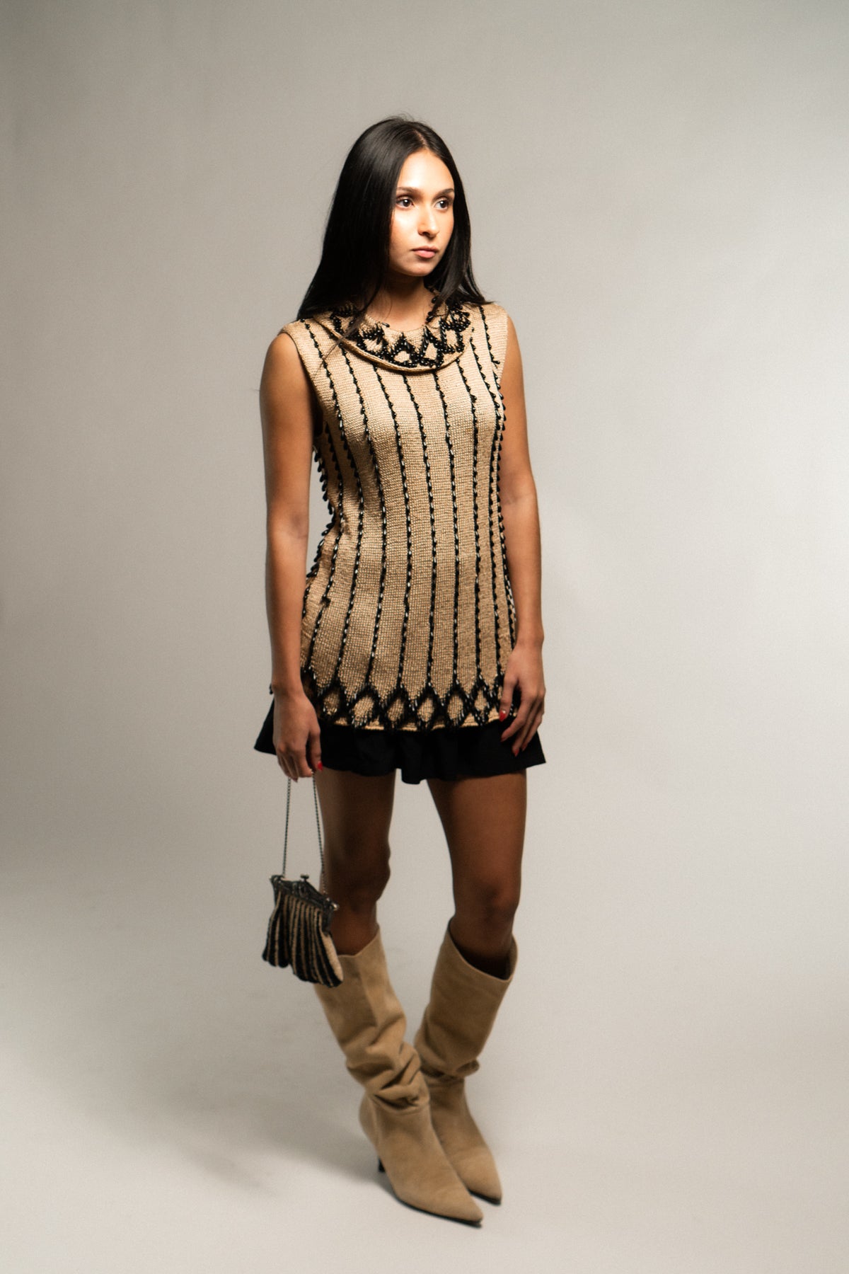 RARE 60s Vintage Knit Beaded Top