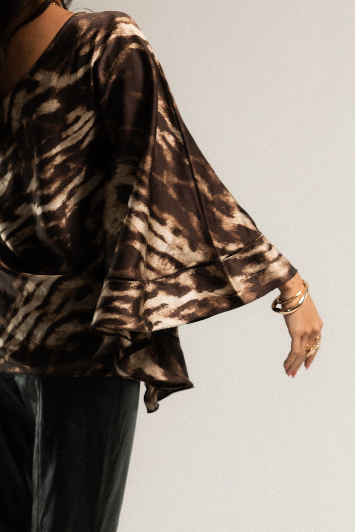 CAVALLI Asymmetrical Animal Print Flowy Top